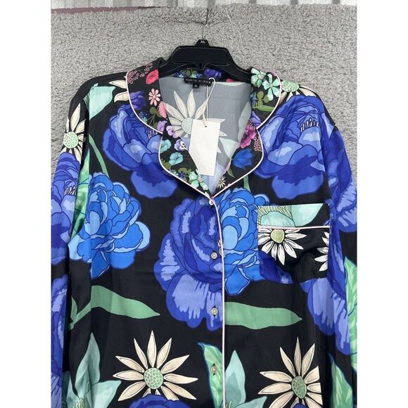 Karon Mabon Xlarge Floral Short Sleeve Button Down Pajama Top New - Picture 3 of 8